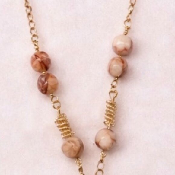 Handmade Jasper Necklace with Gold Heart Pendant – Boho Chic Gift-Ready Jewelry - Picture 2 of 5